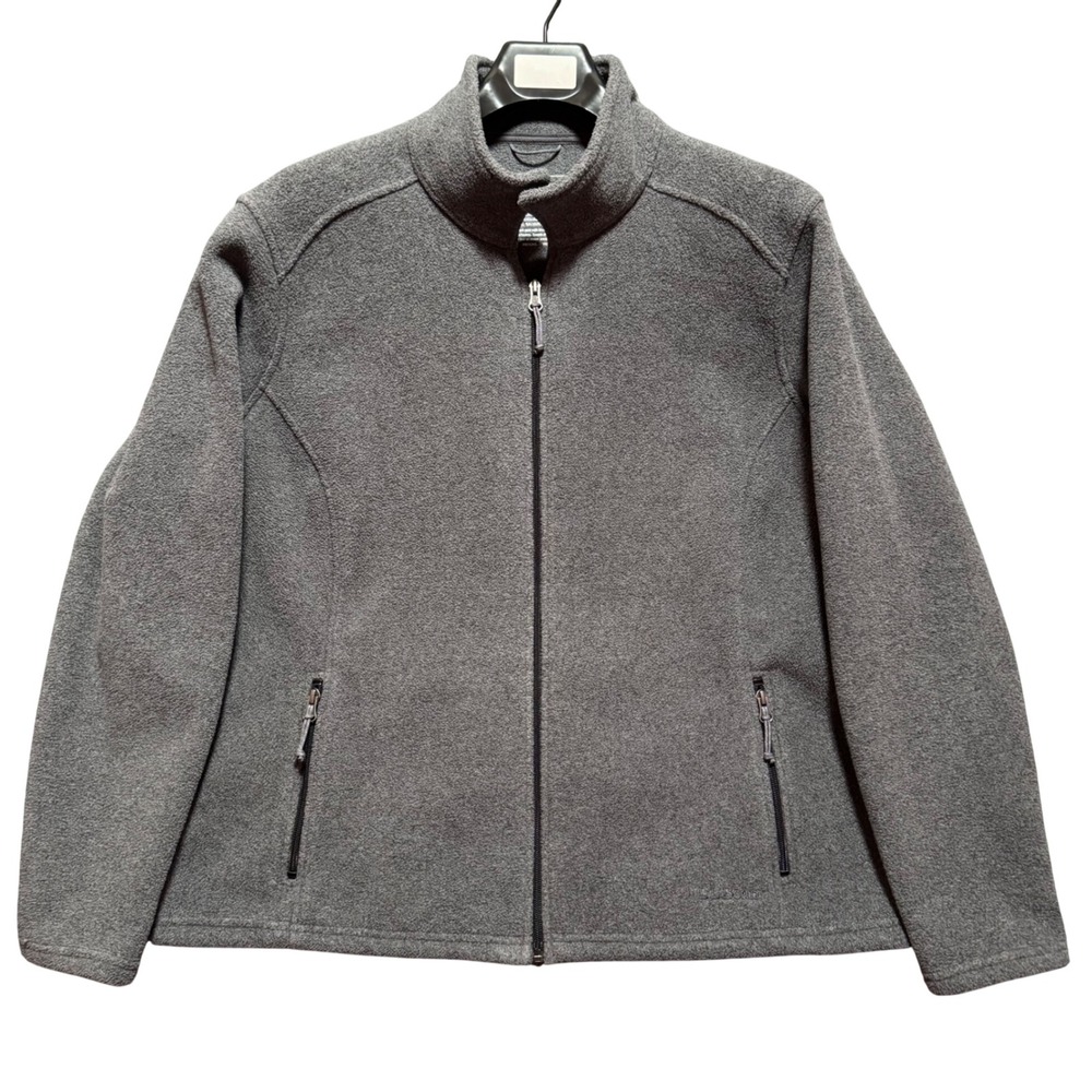 LL Bean Polartec Jacket 2X Women's Gray Fleece Full Zip Jacket Mock Neck - Picture 1 of 9